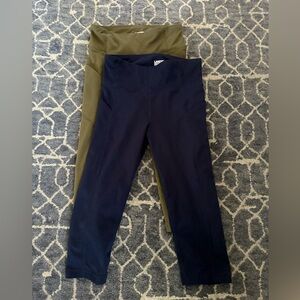 Two pair LandsEnd leggings. Olive green and blue. Size xs. Excellent condition.